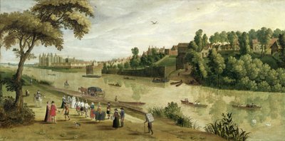 The Thames at Richmond, with the Old Royal Palace by Flemish School